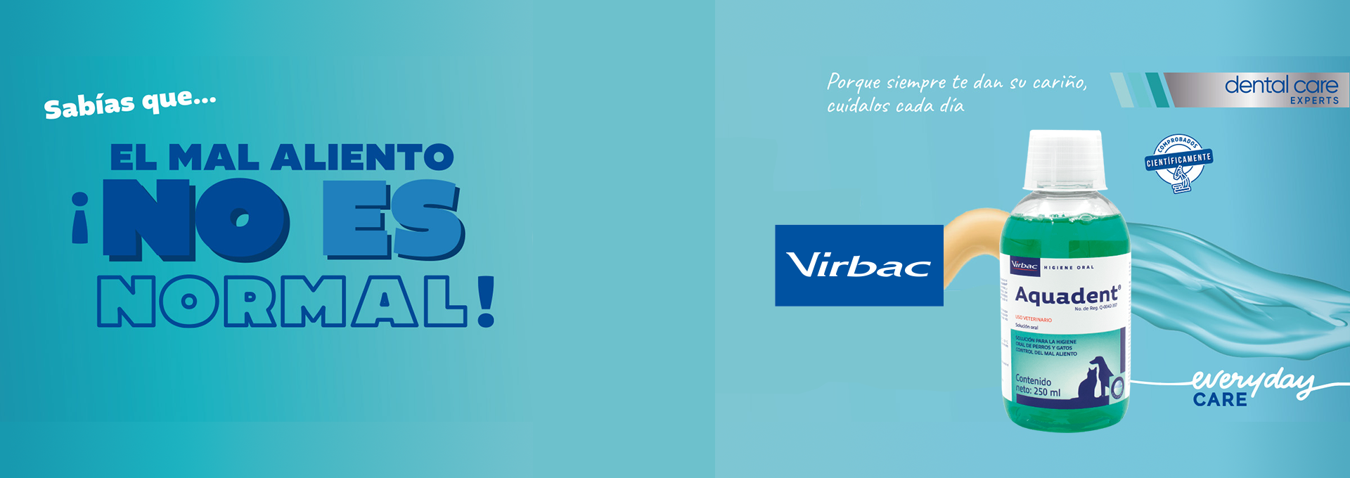 Banner Aquadent enjuague bucal para perros de virbac