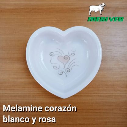 melamine corazon blanco y rosa