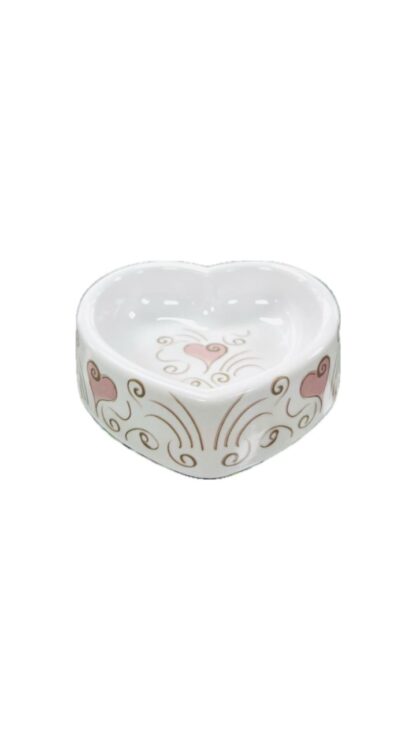 Comedero Melamine Corazón Blanco y Rosa